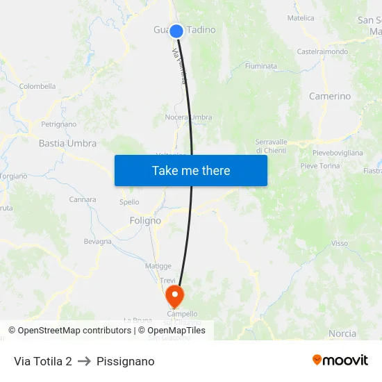 Via Totila 2 to Pissignano map