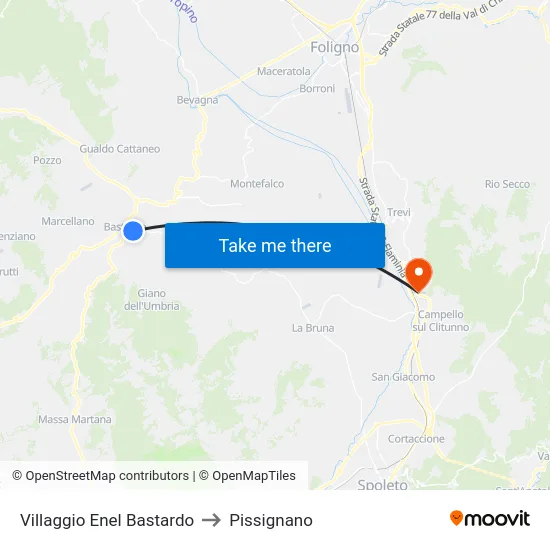 Villaggio Enel Bastardo to Pissignano map