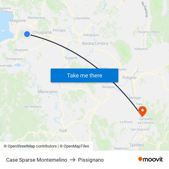 Case Sparse Montemelino to Pissignano map