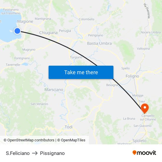 S.Feliciano to Pissignano map
