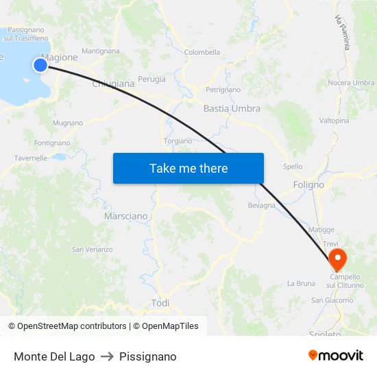 Monte Del Lago to Pissignano map