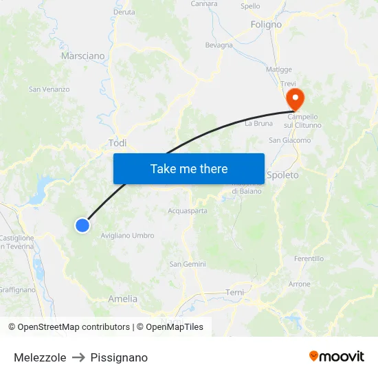 Melezzole to Pissignano map