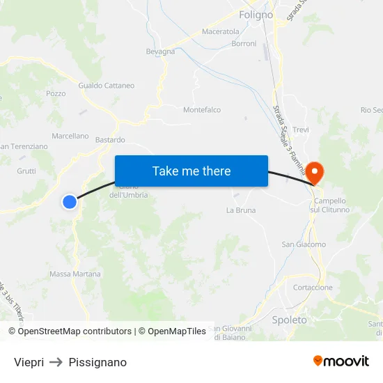 Viepri to Pissignano map