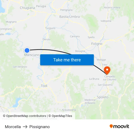 Morcella to Pissignano map