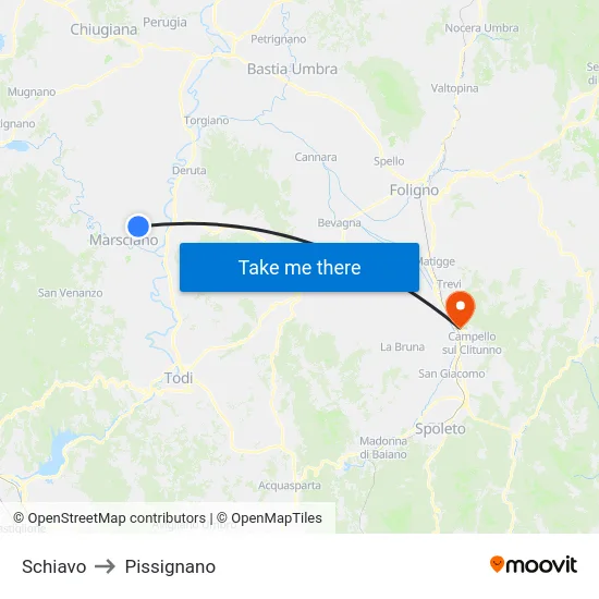 Schiavo to Pissignano map