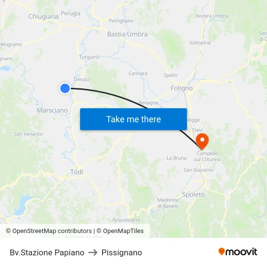 Bv.Stazione Papiano to Pissignano map