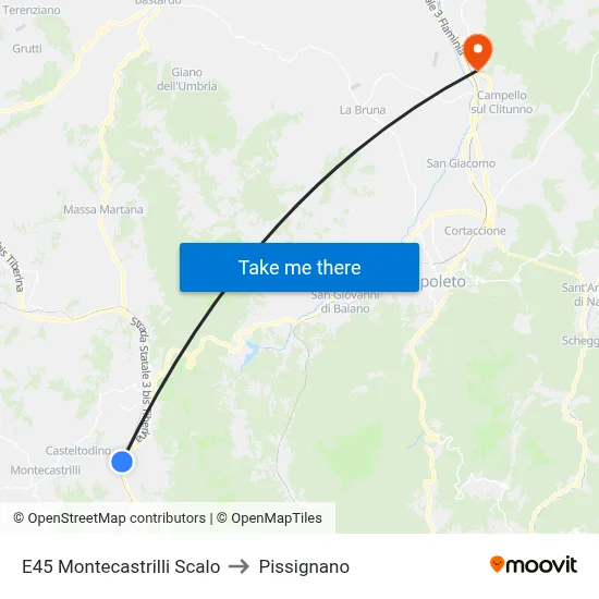 E45 Montecastrilli Station to Pissignano map