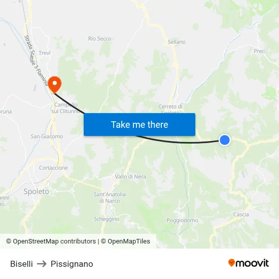 Biselli to Pissignano map