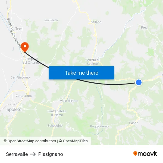 Serravalle to Pissignano map