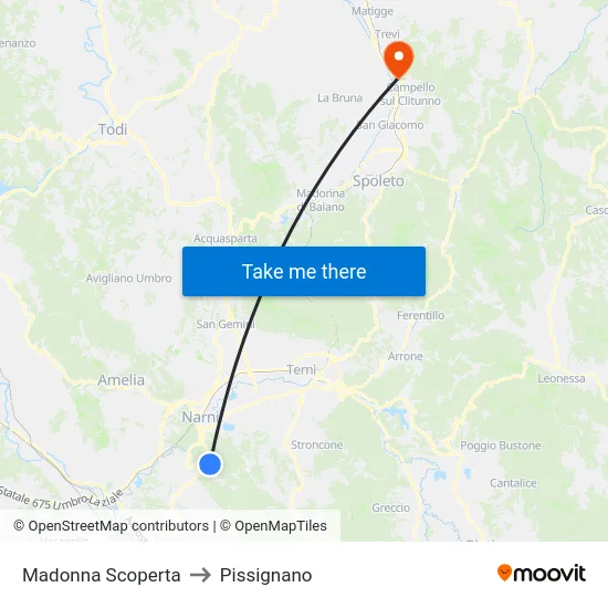 Madonna Scoperta to Pissignano map