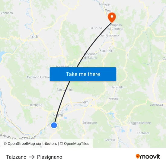 Taizzano to Pissignano map