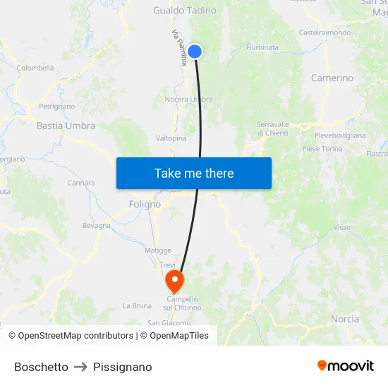 Boschetto to Pissignano map