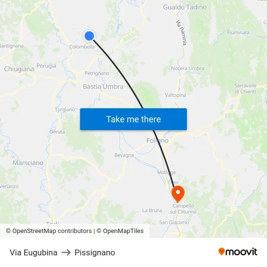 Via Eugubina to Pissignano map