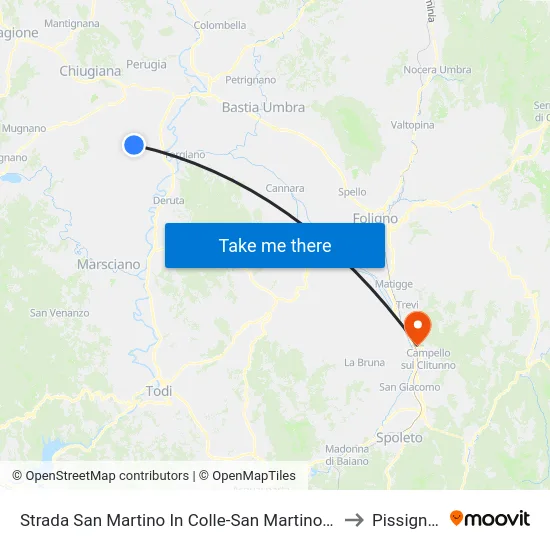 Strada San Martino In Colle-San Martino In Campo to Pissignano map