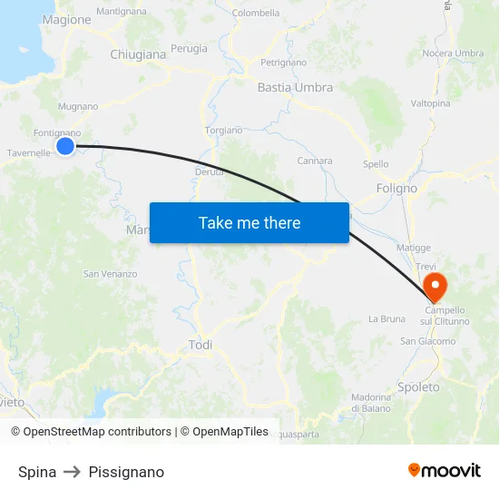 Spina to Pissignano map