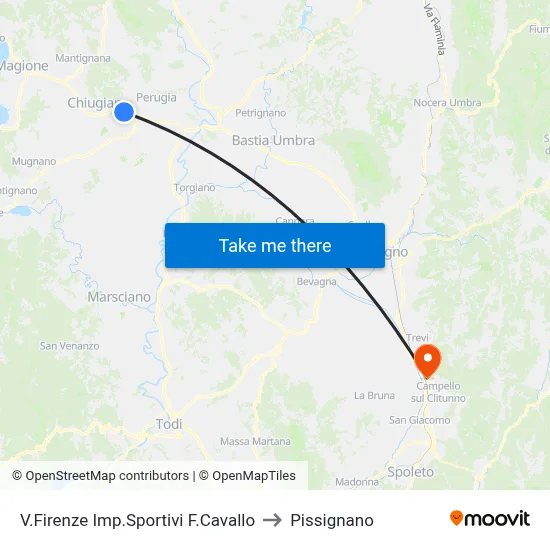 Via Firenze Sports Complex F.Cavallo to Pissignano map