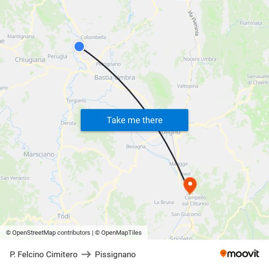 P. Felcino Cimitero to Pissignano map