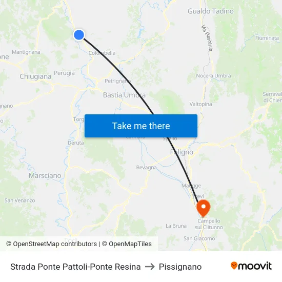Strada Ponte Pattoli-Ponte Resina to Pissignano map