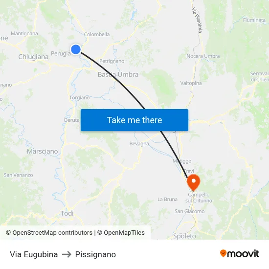 Eugubina Street to Pissignano map