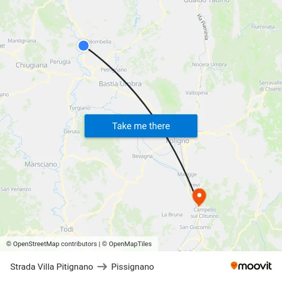 Strada Villa Pitignano to Pissignano map