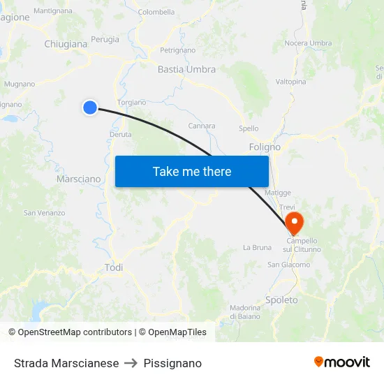Strada Marscianese to Pissignano map
