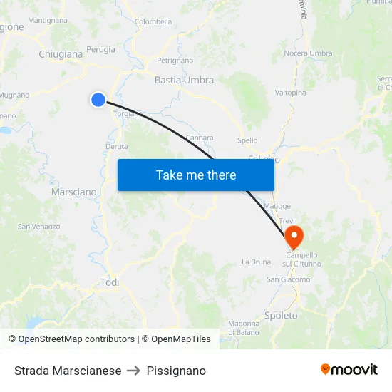 Strada Marscianese to Pissignano map
