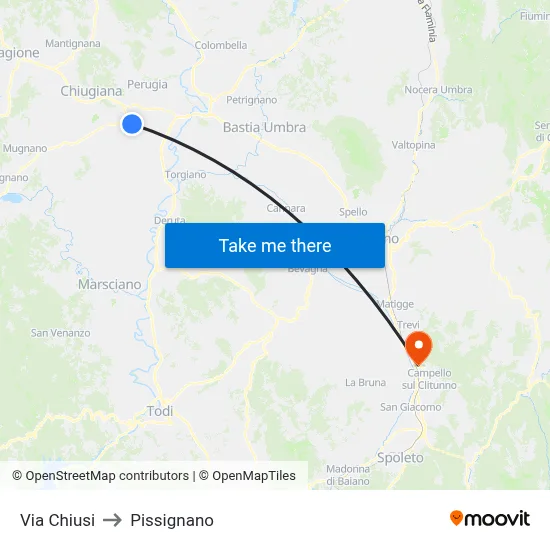 Chiusi Street to Pissignano map