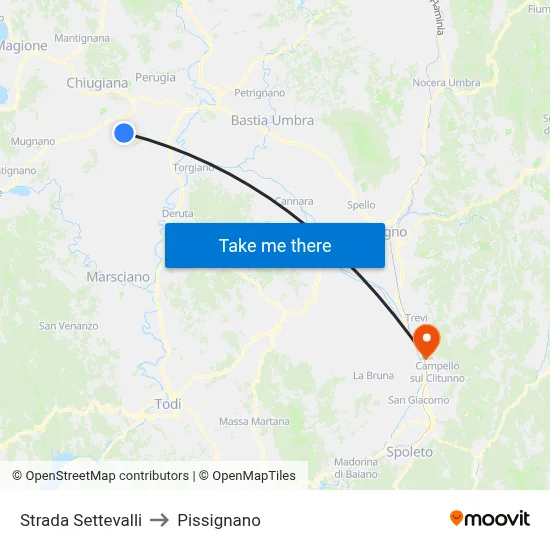 Settevalli Road to Pissignano map