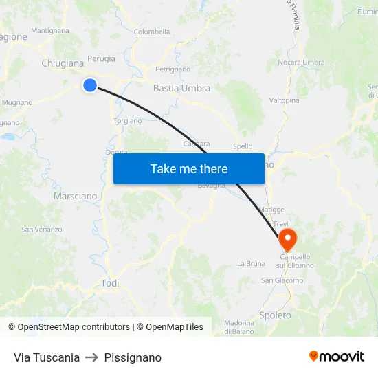 Tuscania Street to Pissignano map