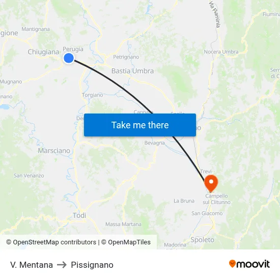 Via Mentana to Pissignano map