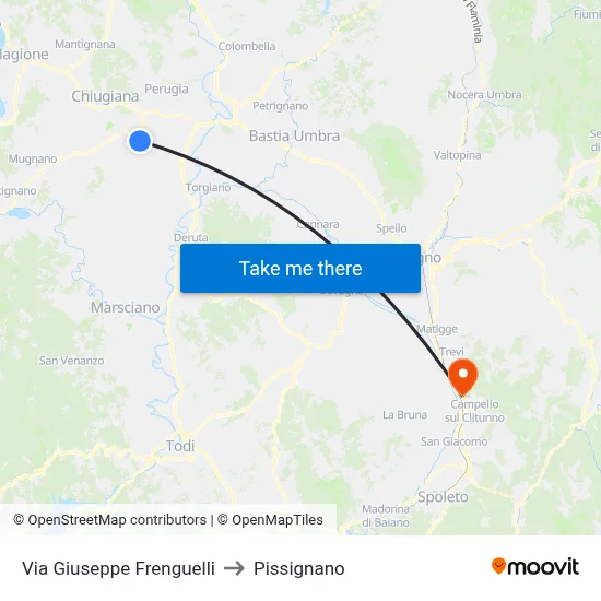 Giuseppe Frenguelli Street to Pissignano map