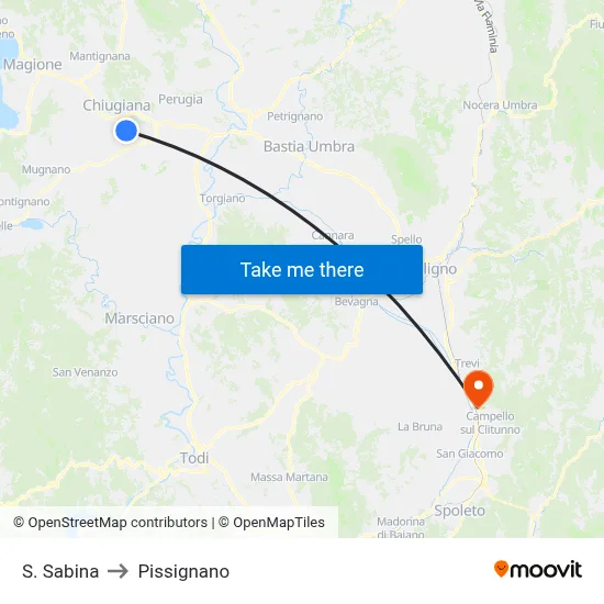S. Sabina to Pissignano map