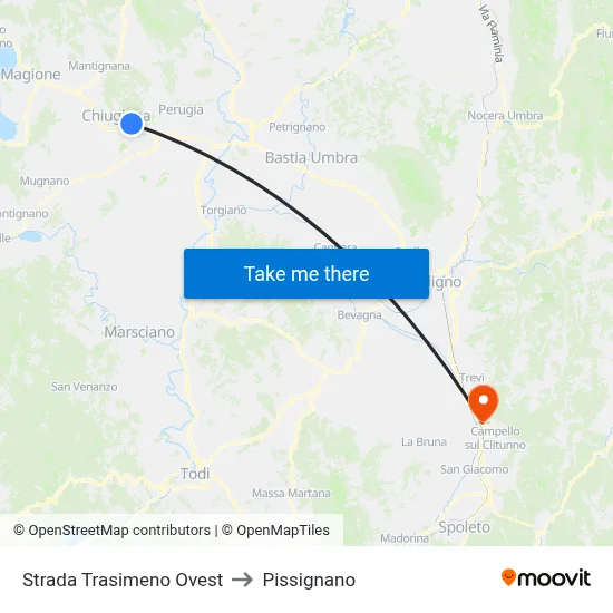 West Trasimeno Road to Pissignano map