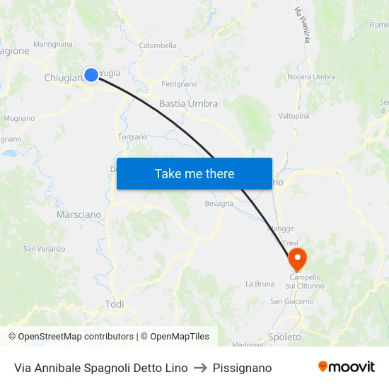 Via Annibale Spagnoli Detto Lino to Pissignano map