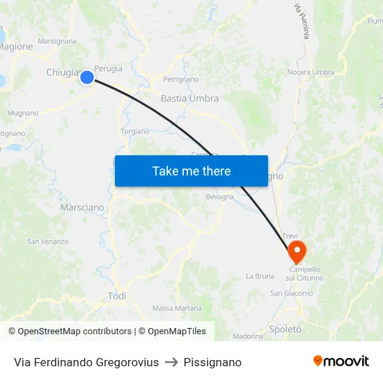 Ferdinando Gregorovius Street to Pissignano map