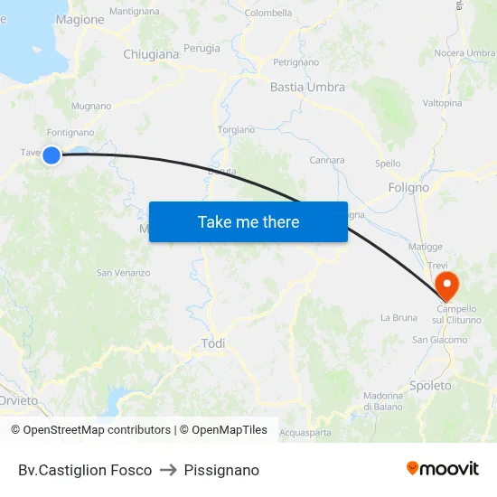 Castiglion Fosco Junction to Pissignano map