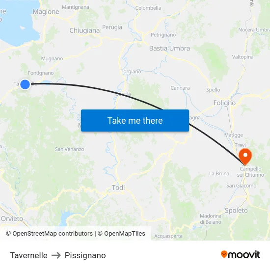 Tavernelle to Pissignano map