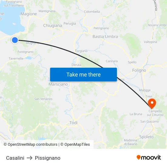 Casalini to Pissignano map
