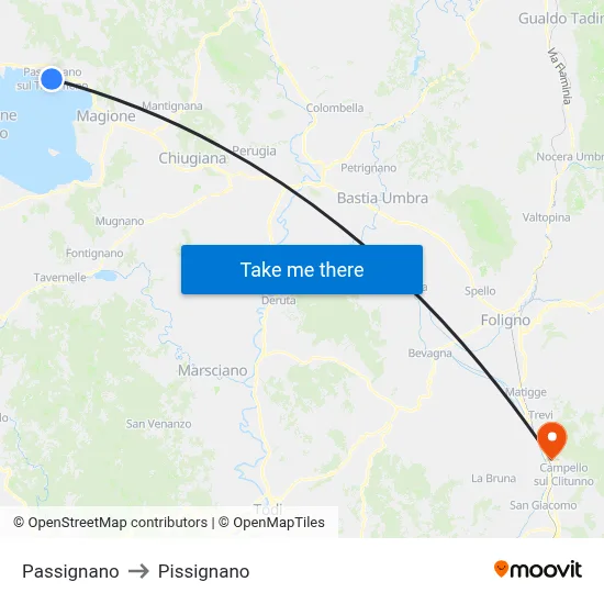 Passignano to Pissignano map
