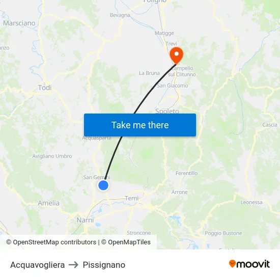 Acquavogliera to Pissignano map