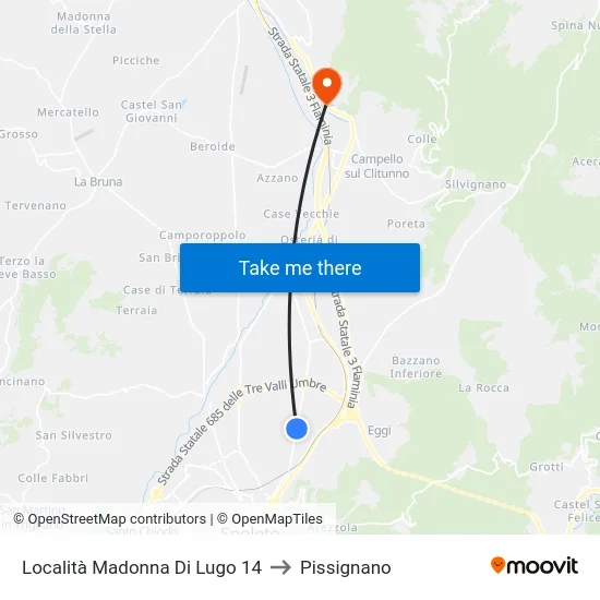 Località Madonna Di Lugo 14 to Pissignano map