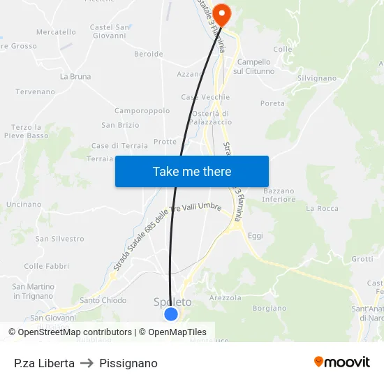 P.za Liberta to Pissignano map