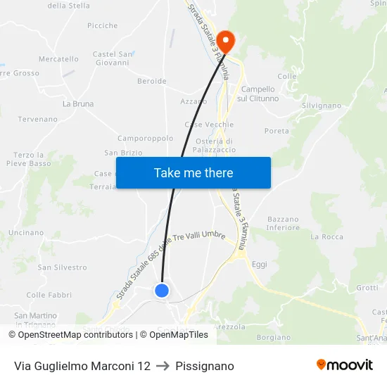 Via Guglielmo Marconi 12 to Pissignano map