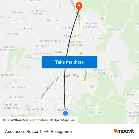 Rocca Elevator 1 to Pissignano map