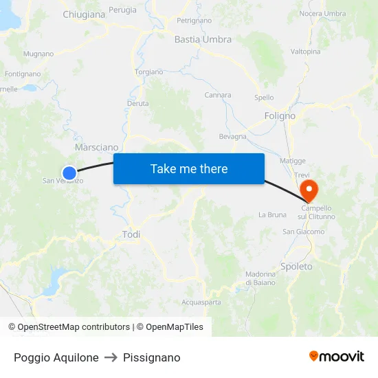 Poggio Aquilone to Pissignano map