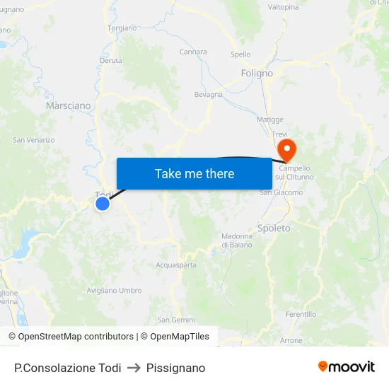 P.Consolazione Todi to Pissignano map