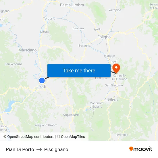 Pian Di Porto to Pissignano map
