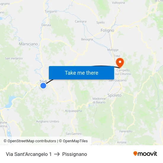 Via Sant'Arcangelo 1 to Pissignano map
