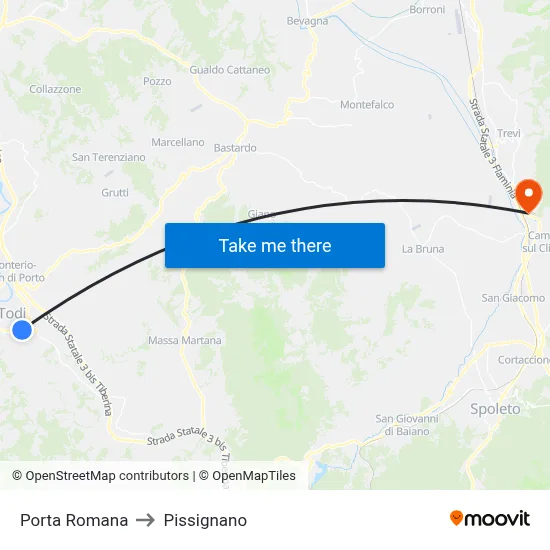 Roman Gate to Pissignano map