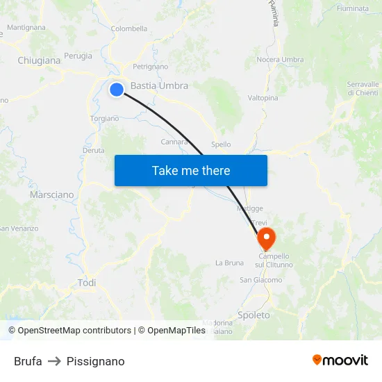 Brufa to Pissignano map